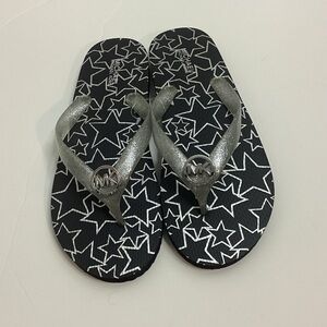 Michael Michael Lillie Jelly Thong Starry Black & Silver Flip Flops 7M